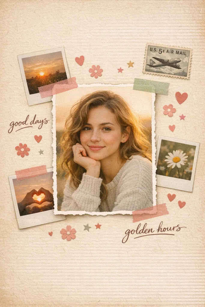Aesthetic Scrapbook Cutouts AI Photo Prompt - Image 1