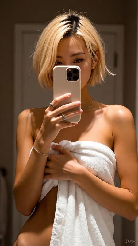 Bathroom Towel Mirror Selfie - Thumbnail 7