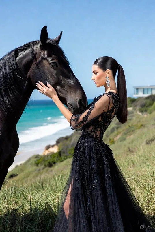 Beach Horse Fashion Portrait - Thumbnail 2