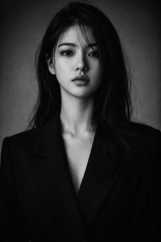 Cinematic Woman Portrait Minimal Studio