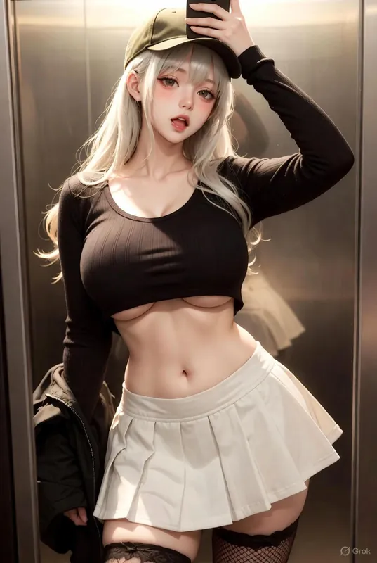 Elevator Mirror Selfie Tennis Outfit - Thumbnail 2