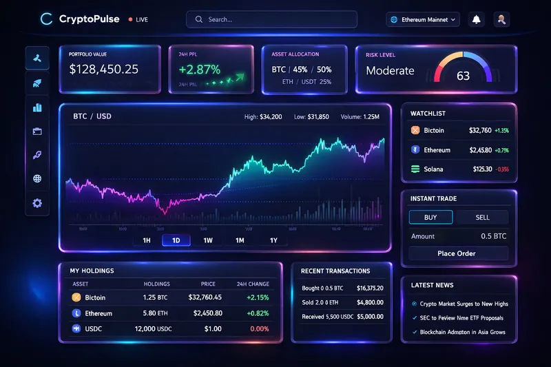 Futuristic Crypto Dashboard Dark Mode