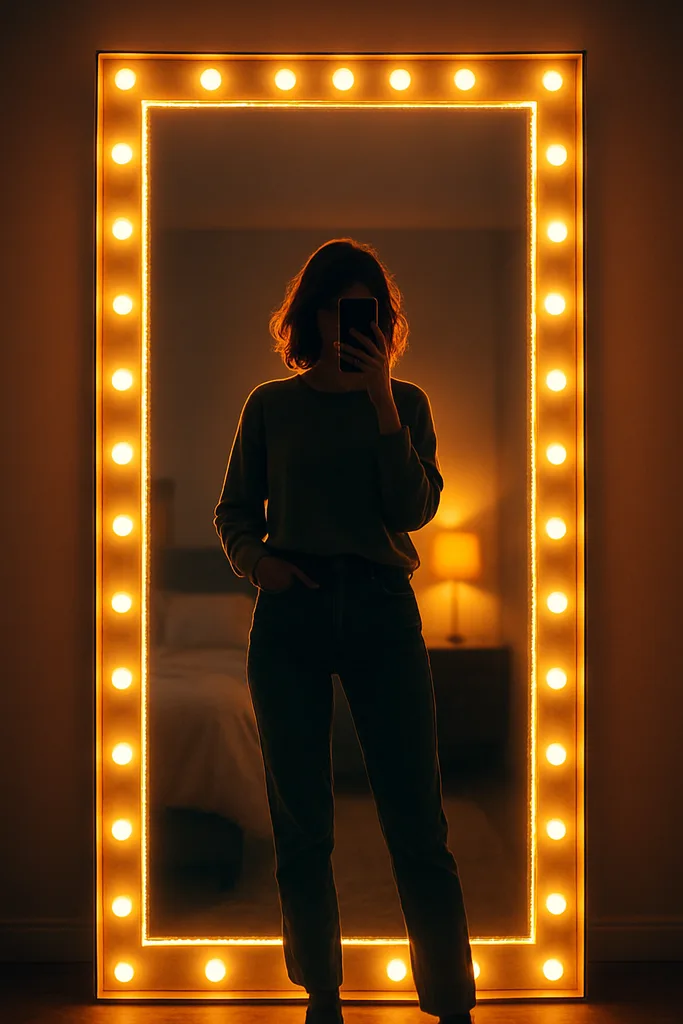 Glowing LED Mirror Selfie AI Photo Prompt - Image 1