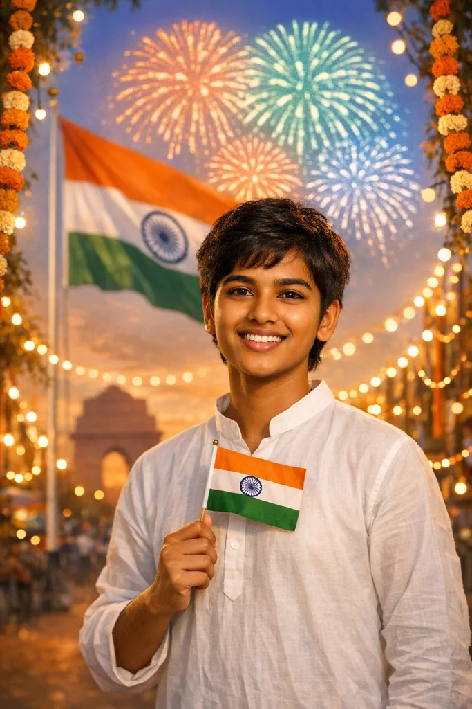 Independence Day India 2026 AI Photo Prompt — Tiranga & Fireworks Celebration - Image 1