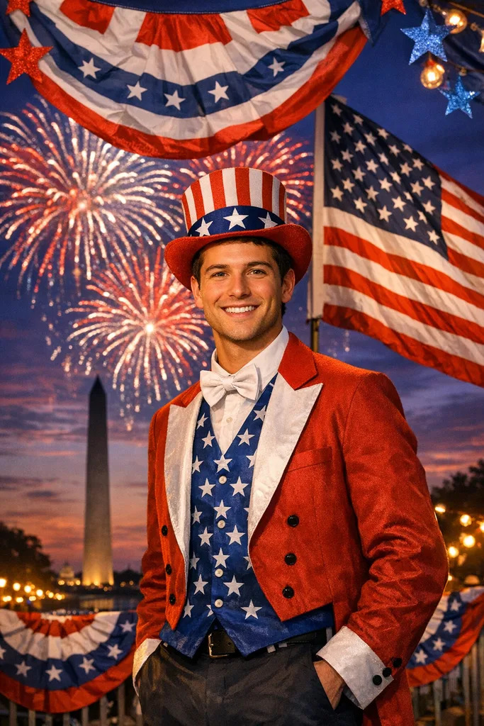 Independence Day USA 2026 AI Photo Prompt — Fireworks & Stars and Stripes - Image 1