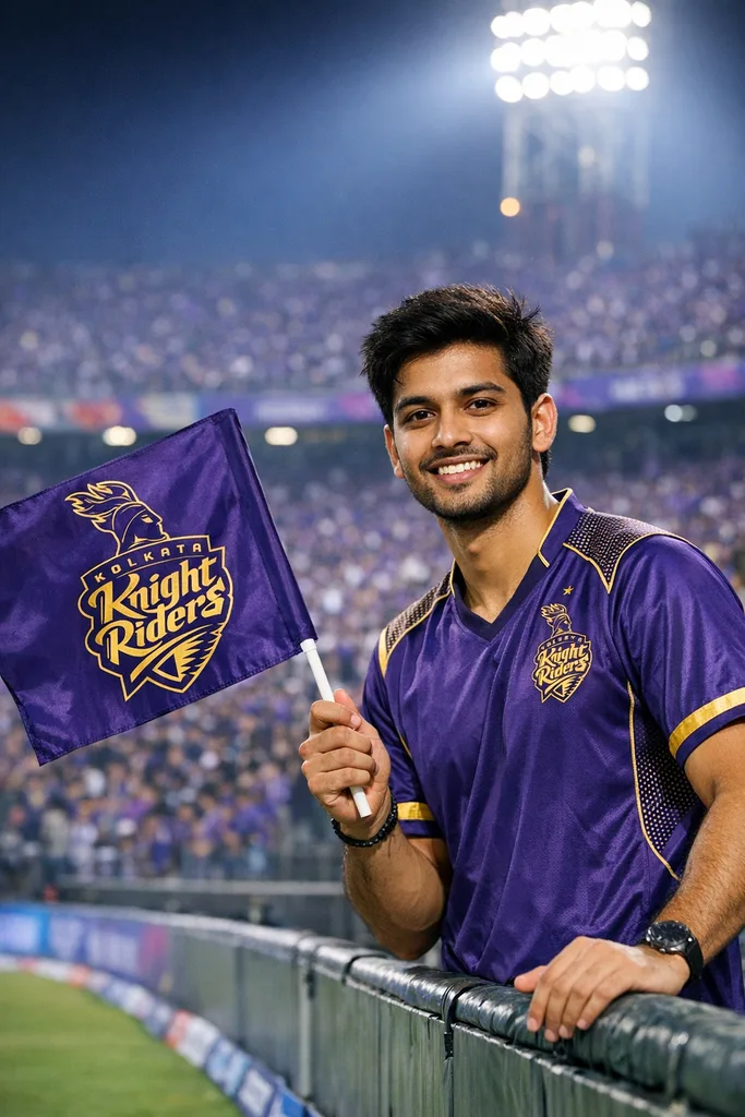 KKR Fan at Eden Gardens - IPL Stadium Photo Prompt - Image 1