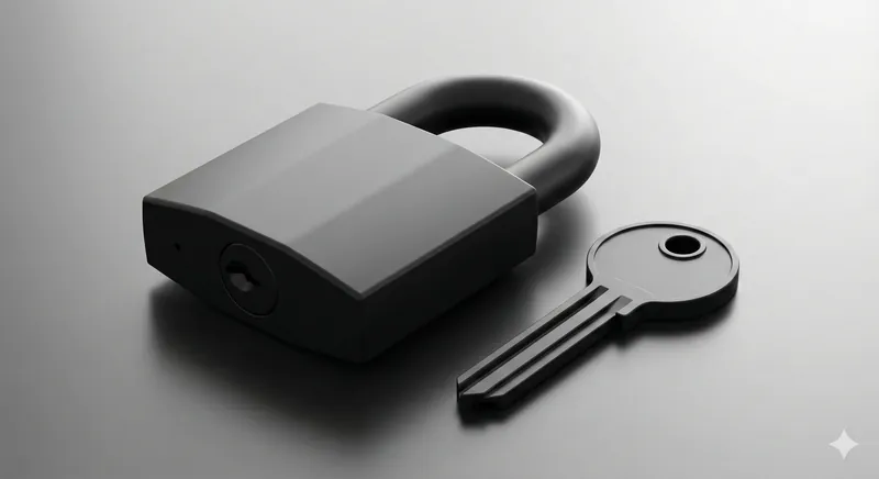 Padlock Key 3D Illustration - Thumbnail 4