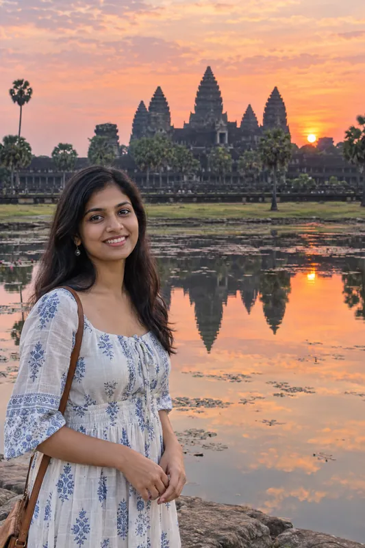 Photo at Angkor Wat, Cambodia - Sunrise Travel AI Prompt - Image 1