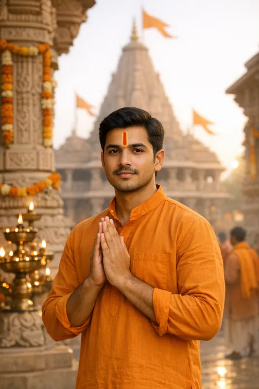 Photo at Ayodhya Ram Mandir - Devotional Gemini AI Prompt