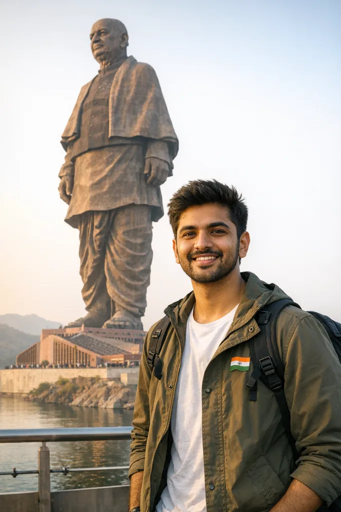 Photo at Statue of Unity - Gujarat Travel Gemini AI Prompt - Image 1