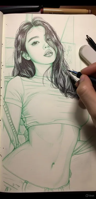 Photo-Style Line Drawing Ink Sketch - Thumbnail 4