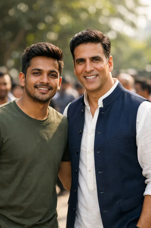 Photo with Akshay Kumar - Bollywood Gemini AI Prompt