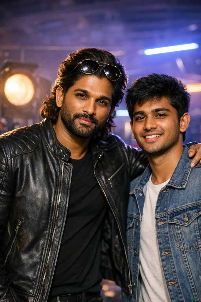 Photo with Allu Arjun - Telugu Star Gemini AI Prompt - Image 1