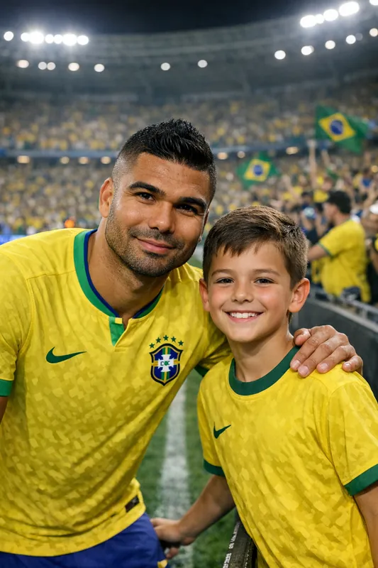 Photo with Casemiro - Brazil & Man United Gemini AI Prompt