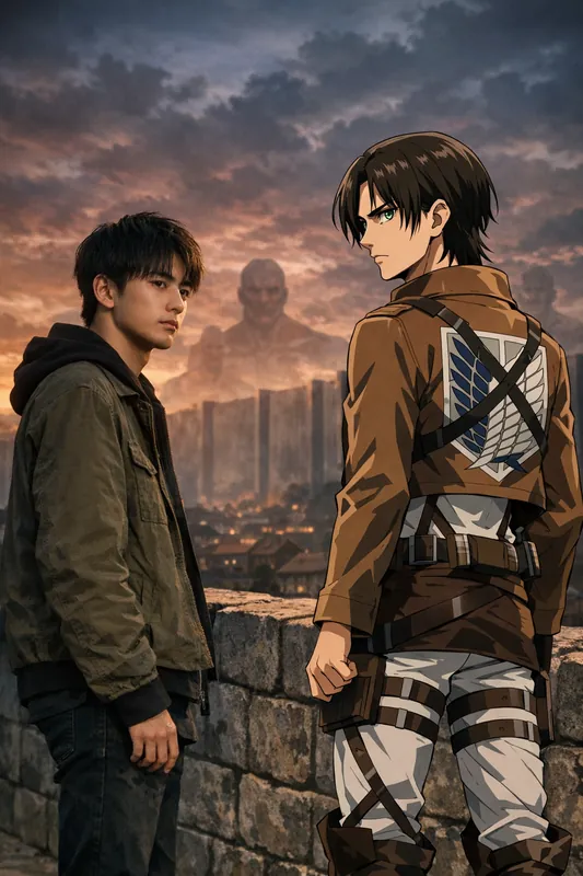Photo with Eren Yeager - Attack on Titan Anime Gemini AI Prompt