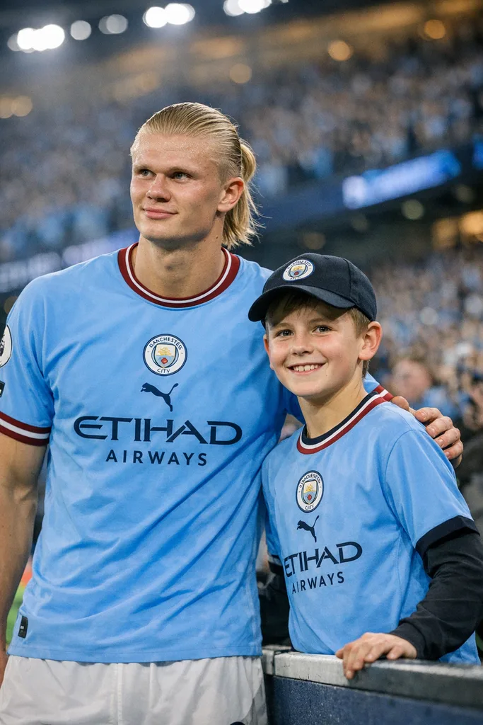 Photo with Erling Haaland at Etihad Stadium - Gemini AI Prompt - Image 1