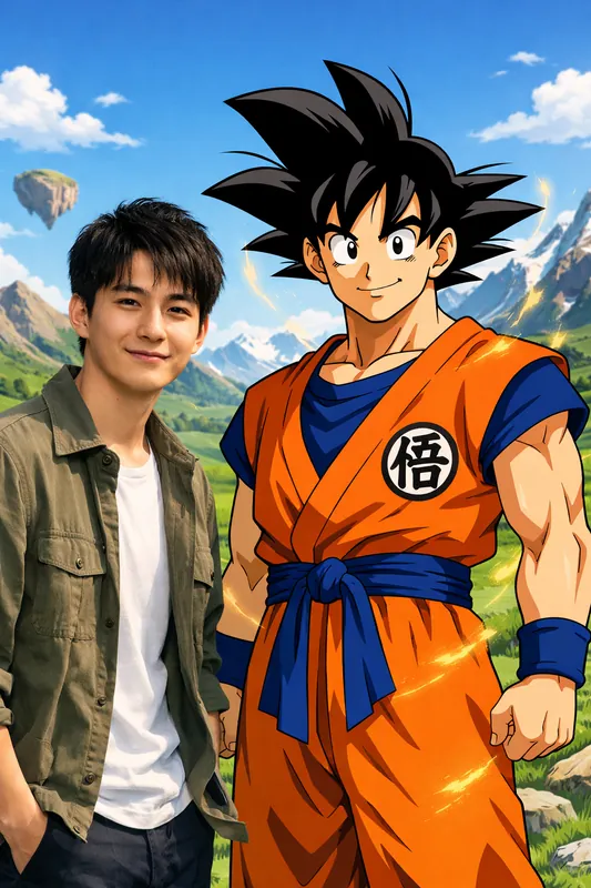 Photo with Goku - Dragon Ball Anime Gemini AI Prompt