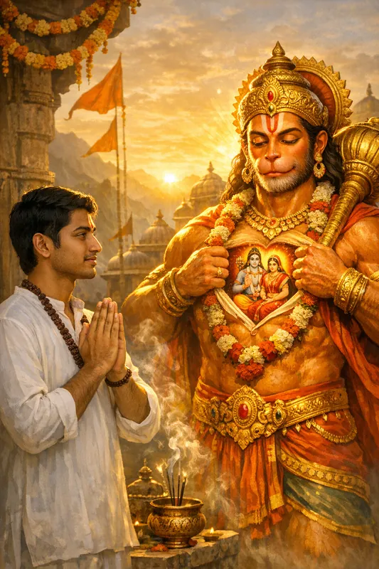 Photo with Hanuman Ji - Devotional Gemini AI Prompt