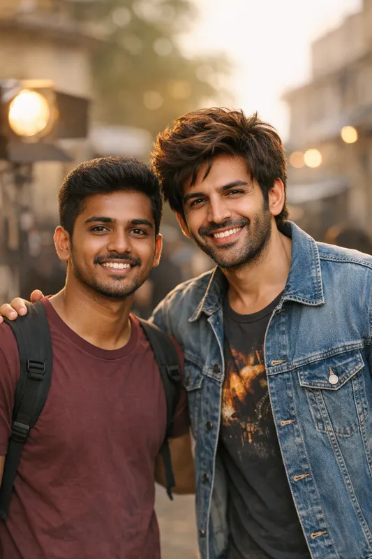 Photo with Kartik Aaryan - Bollywood Gemini AI Prompt