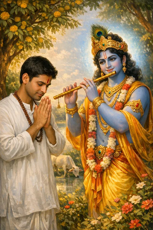 Photo with Lord Krishna - Devotional Gemini AI Prompt