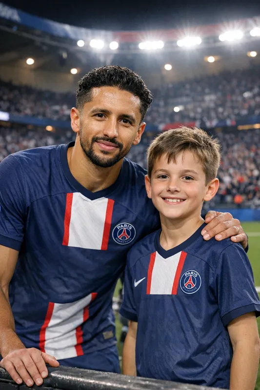 Photo with Marquinhos - Brazil & PSG Gemini AI Prompt