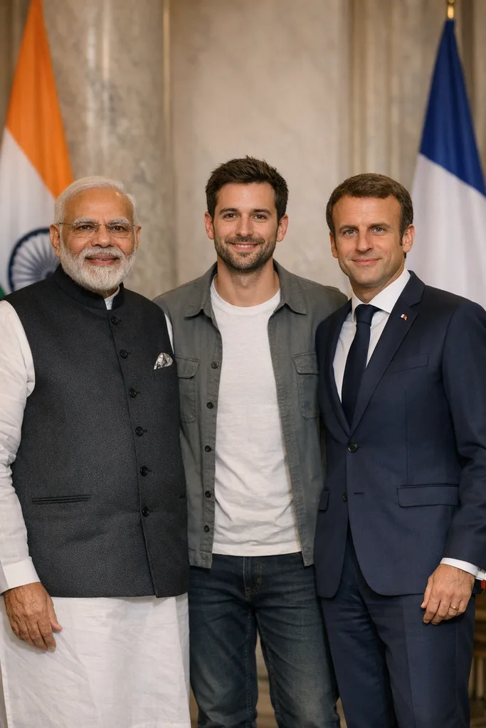 Photo with Modi and Macron - India France Gemini AI Prompt - Image 1