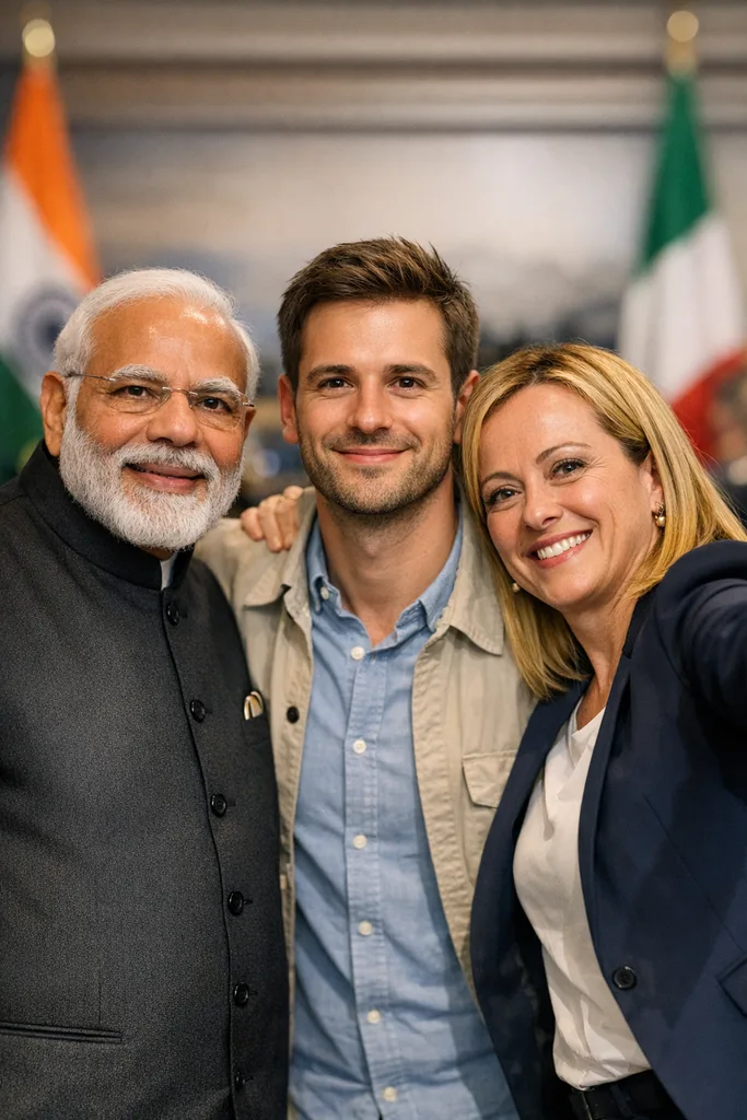Photo with Modi and Meloni - Melodi Selfie Gemini AI Prompt - Image 1