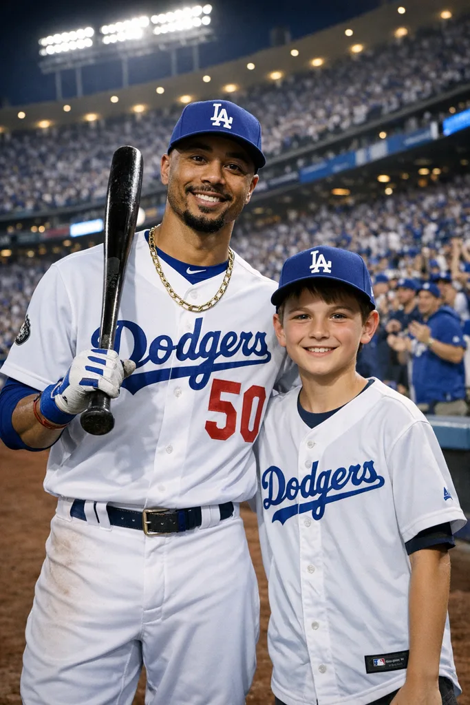 Photo with Mookie Betts at Dodger Stadium - Gemini AI Prompt