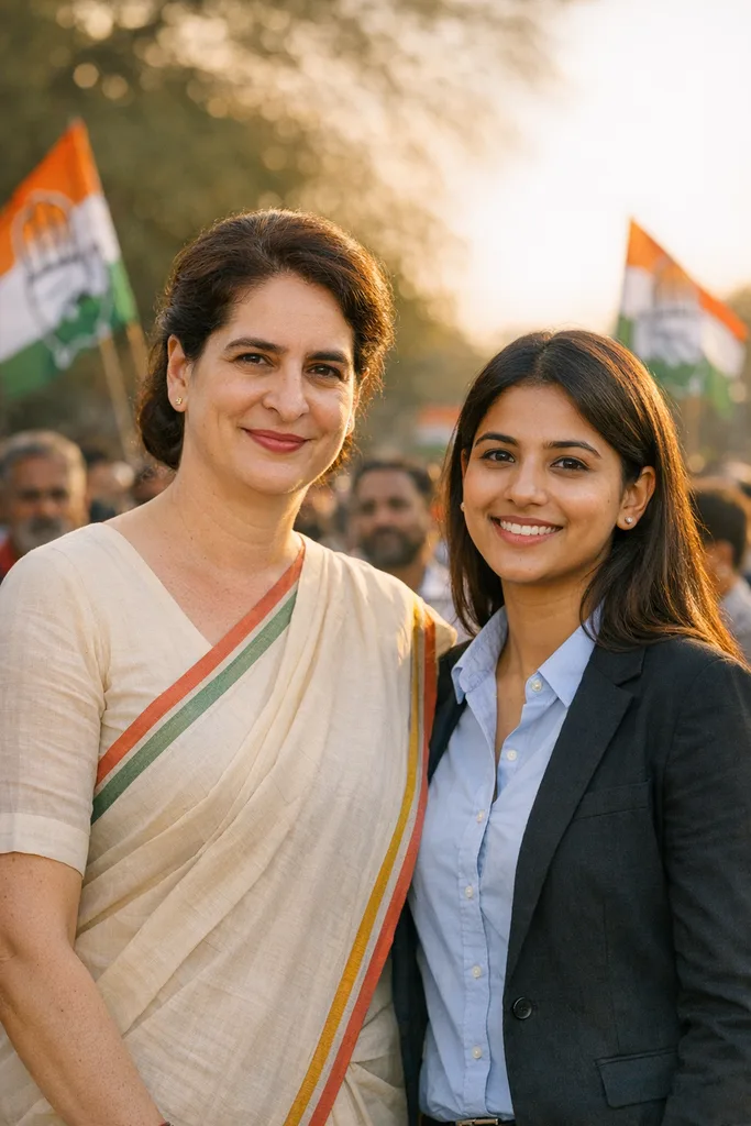 Photo with Priyanka Gandhi - Congress Leader Gemini AI Prompt - Image 1