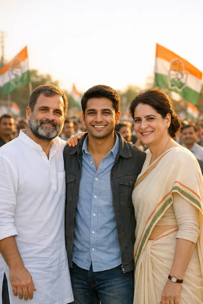 Photo with Rahul Gandhi and Priyanka Gandhi - Congress Siblings Gemini AI Prompt - Image 1