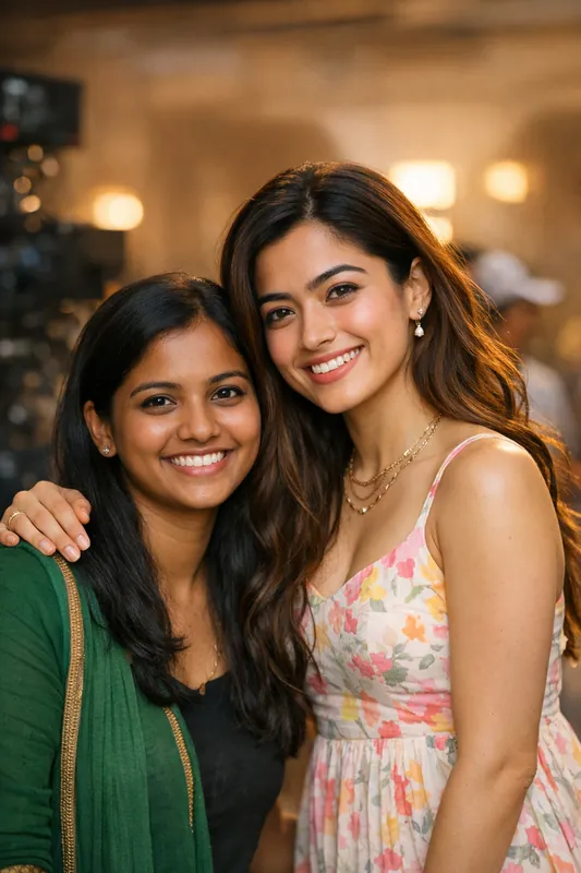 Photo with Rashmika Mandanna - South India Gemini AI Prompt