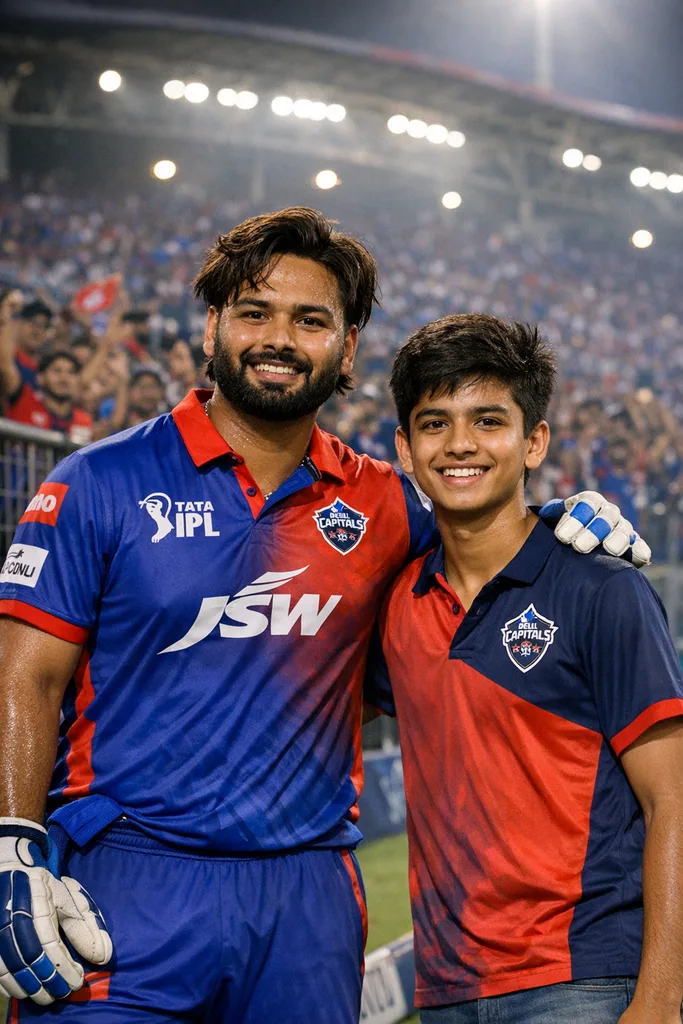 Photo with Rishabh Pant at IPL Stadium - Gemini AI Prompt - Image 1