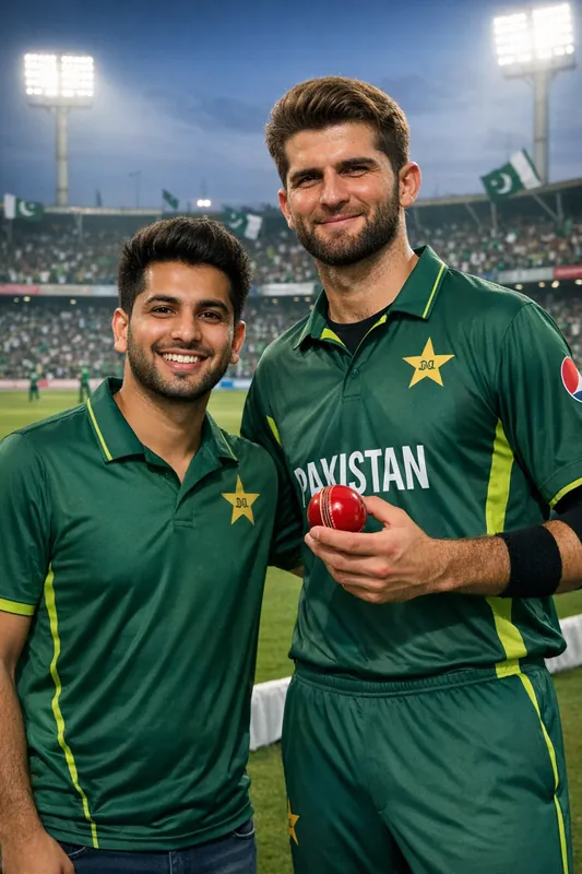 Photo with Shaheen Afridi at Cricket Stadium - Gemini AI Prompt