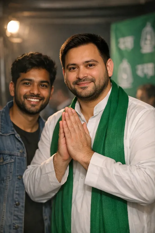 Photo with Tejashwi Yadav - RJD Gemini AI Prompt - Image 1
