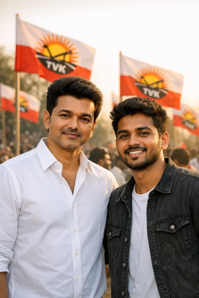 Photo with Thalapathy Vijay - Tamil Star & TVK Gemini AI Prompt - Image 1