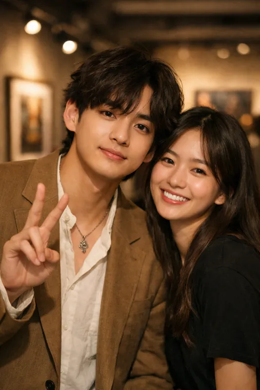 Photo with V (Kim Taehyung) of BTS - K-Pop Gemini AI Prompt