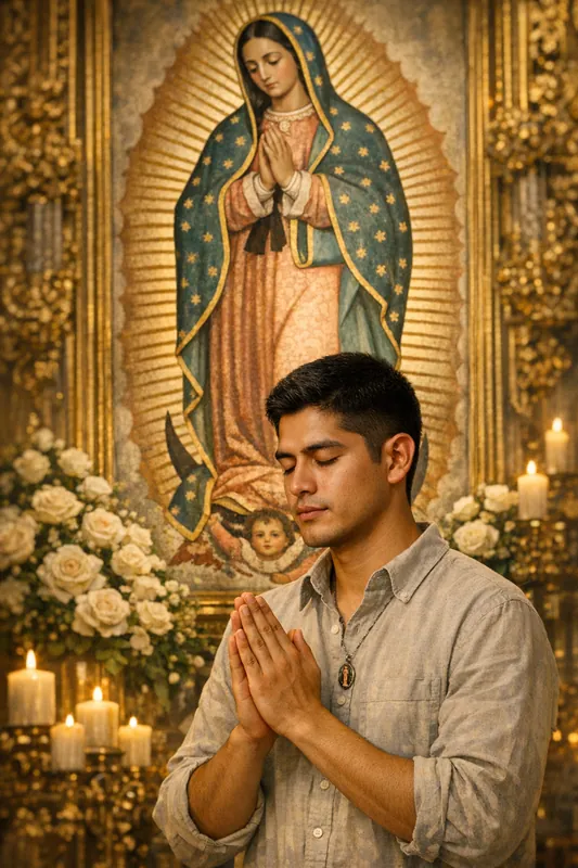 Photo with Virgen de Guadalupe - Mexican Devotional AI Prompt