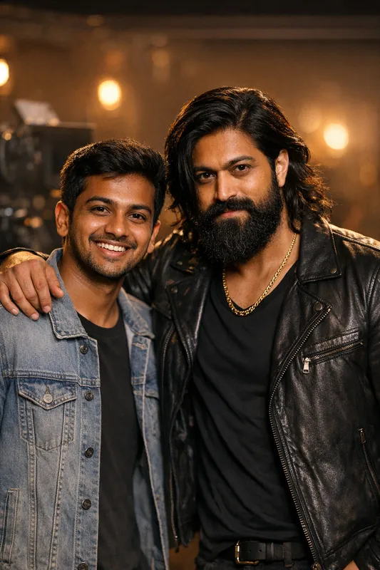 Photo with Yash - KGF Sandalwood Gemini AI Prompt